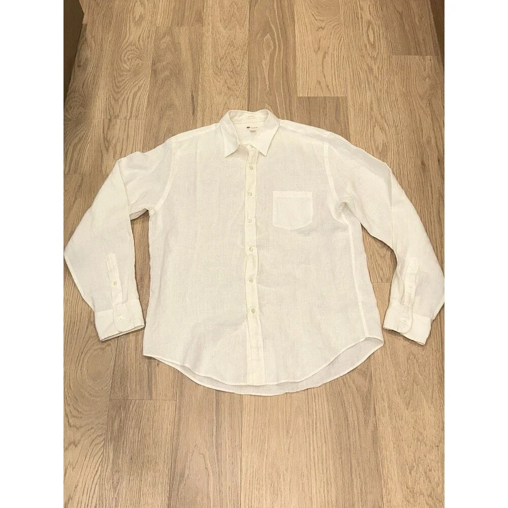 J. Crew White Linen Button-Down Shirt